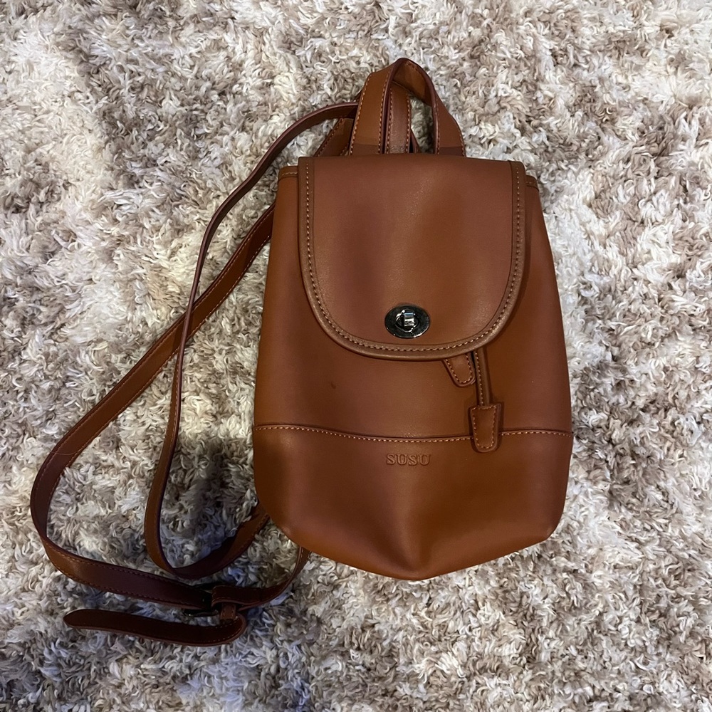 Brown backpack purse